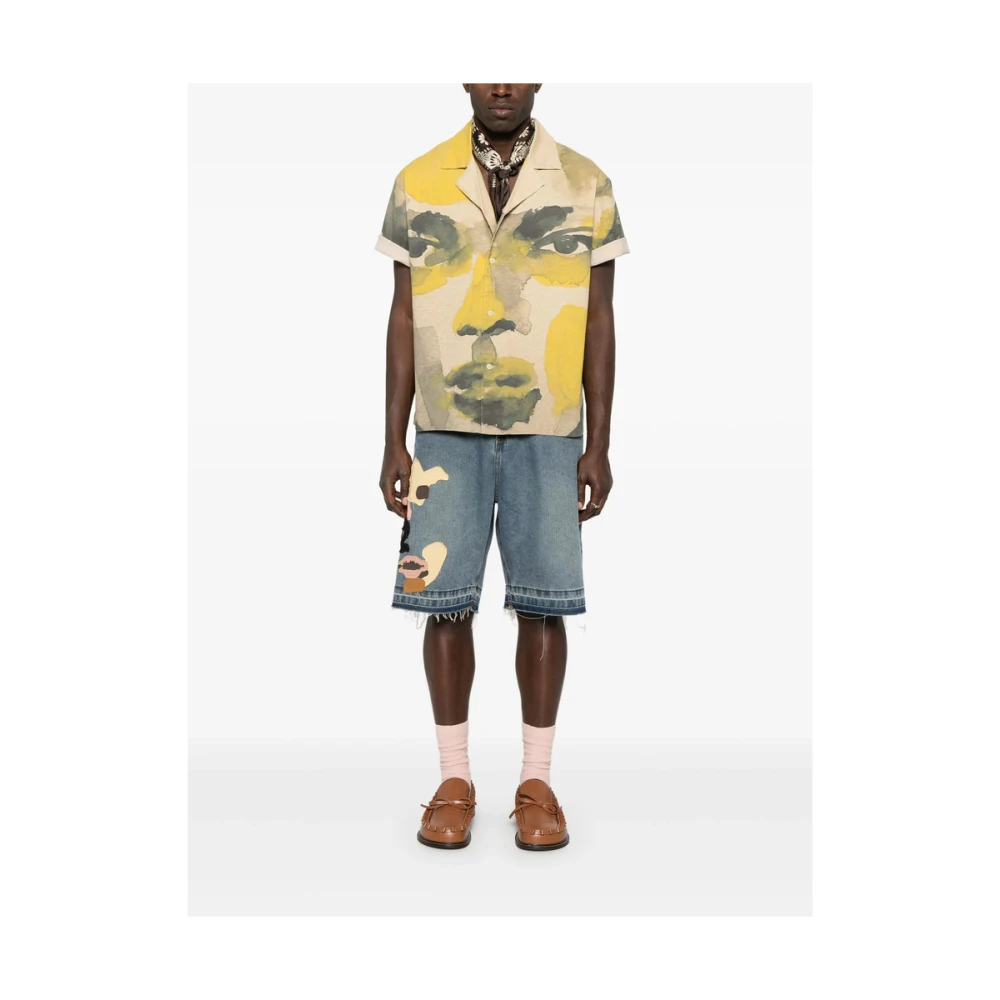 KidSuper Studios Blauwe Raw-Cut Denim Shorts Blue Heren