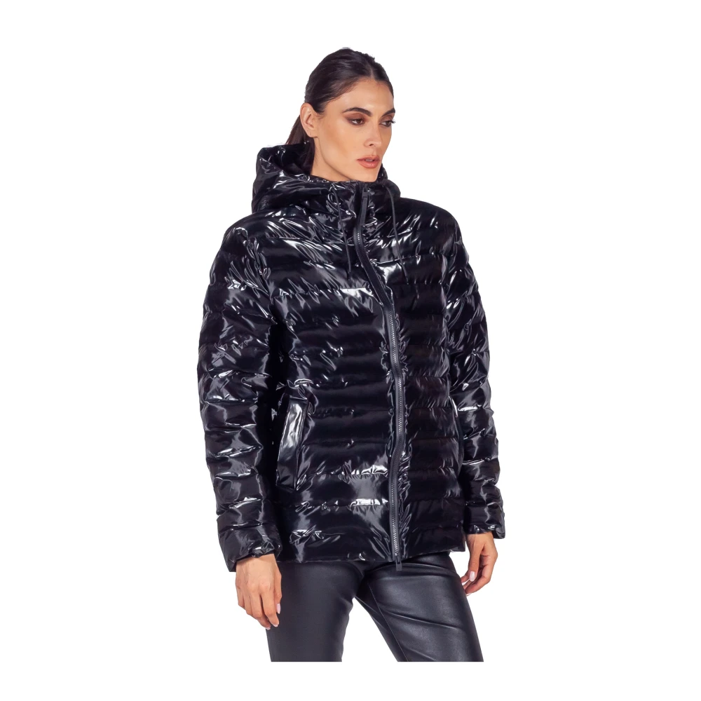 Rains Zwarte Gewatteerde Pufferjas met Capuchon Black Dames