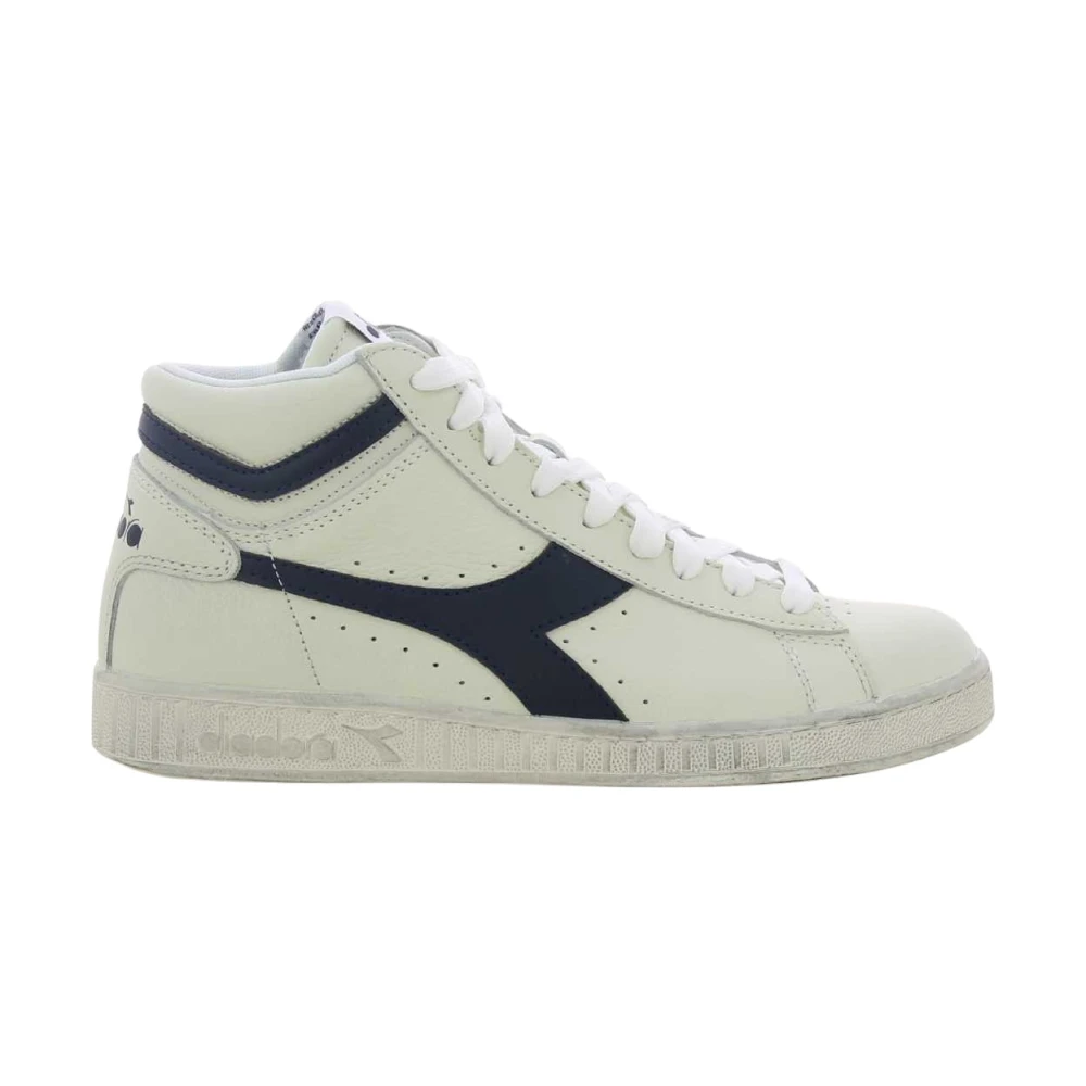 Diadora Blauwe Hoge Top Gewaxte Sneakers Heren Schoenen Wit