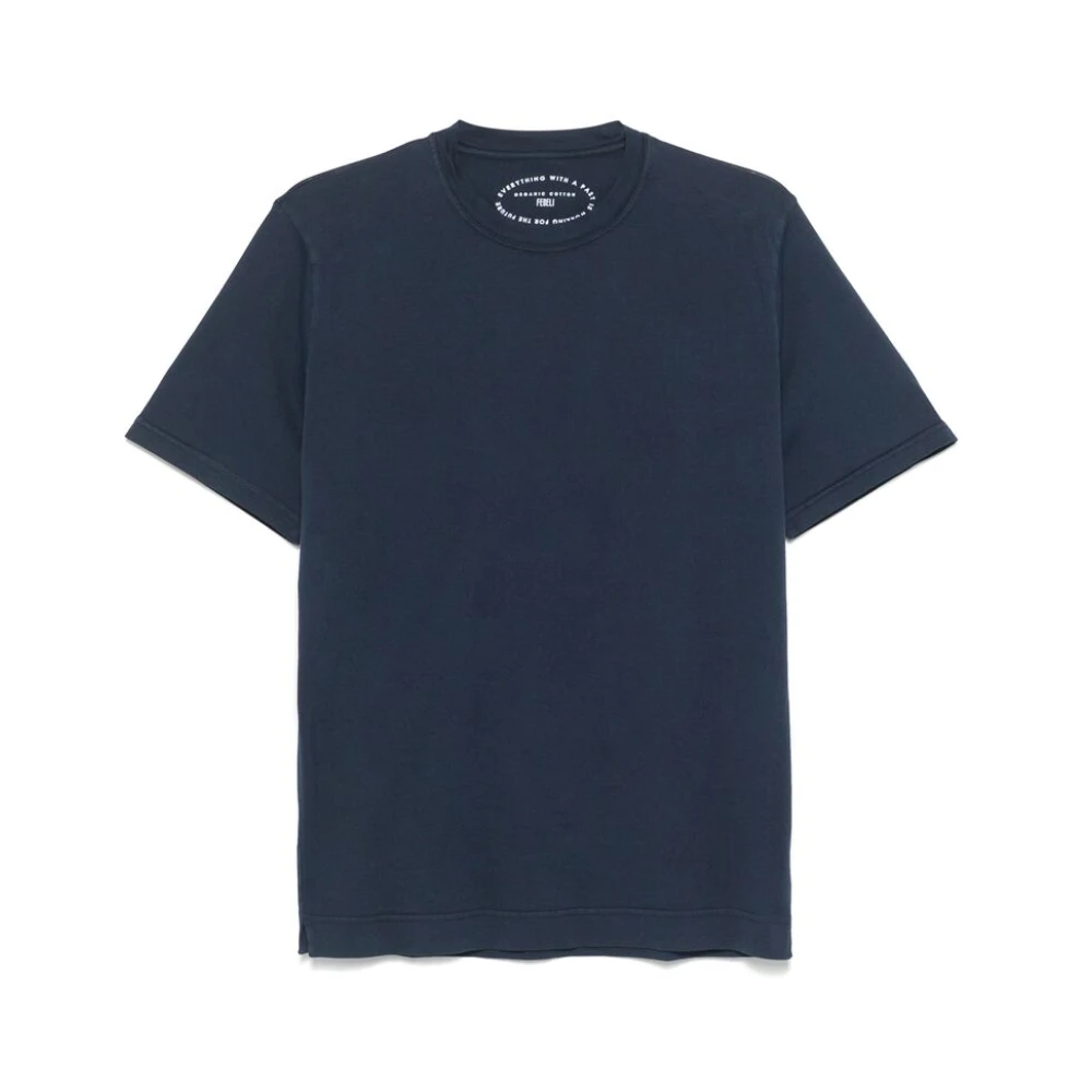 Fedeli Blauwe Crew Neck Korte Mouw T-shirt Blue Heren