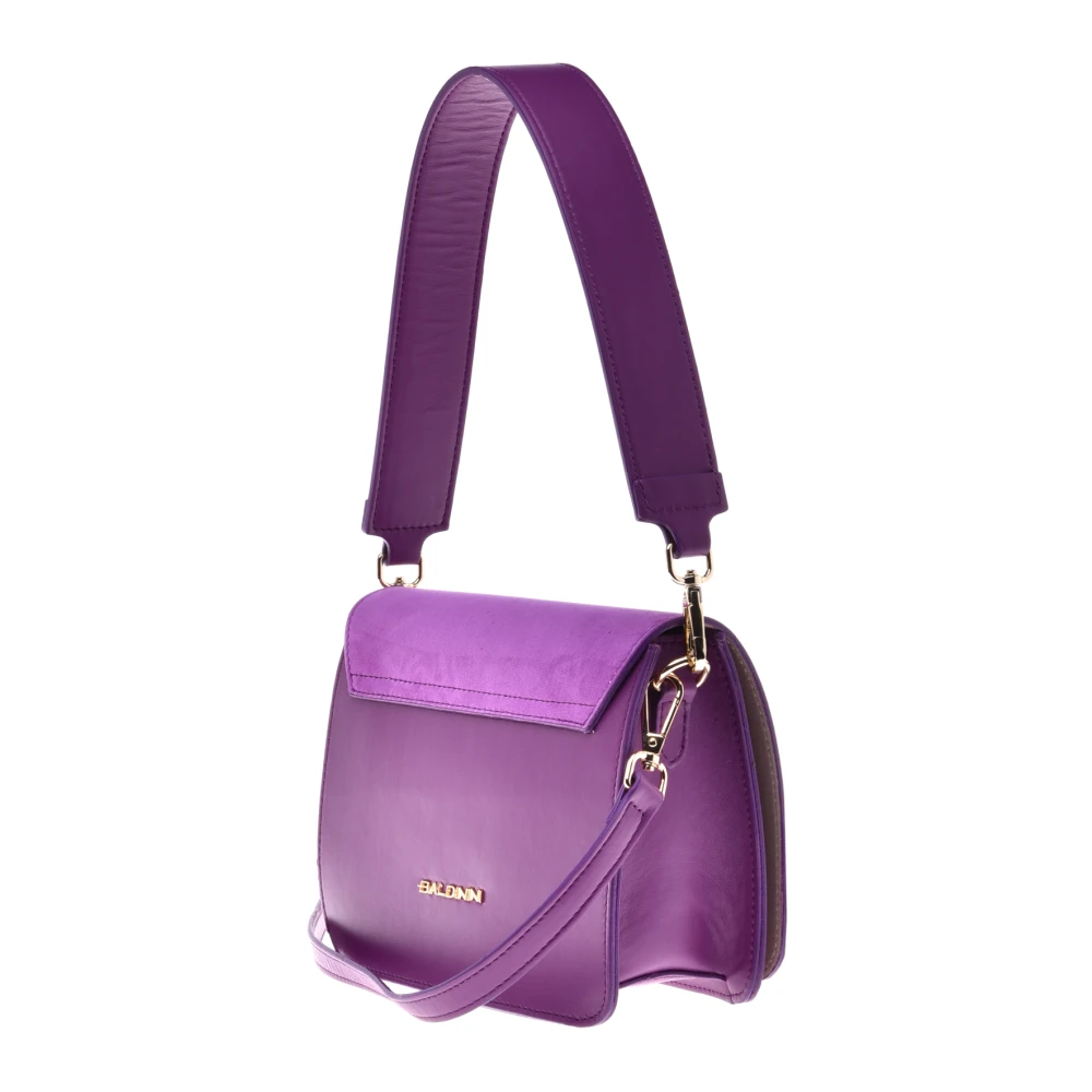 Baldinini Paarse Leren en Suède Schoudertas Purple Dames