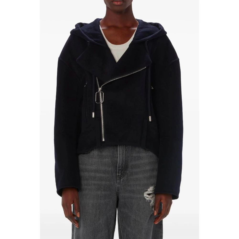 JW Anderson Blauwe Wollen Biker Stijl Jas Blue Dames