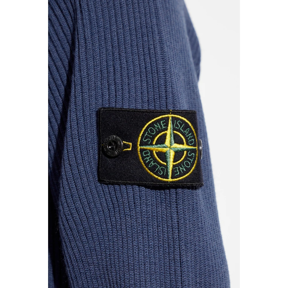 Stone Island Geribbelde Vest Blue Heren