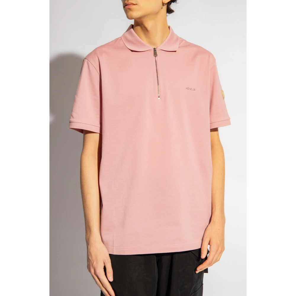 Moncler Polo shirt met logo Pink Heren