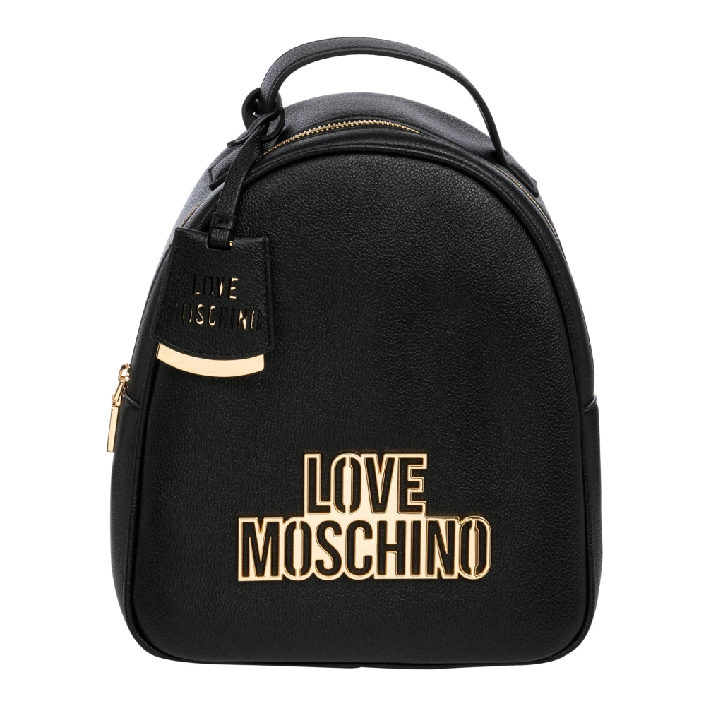 Love Moschino Snygg Logo Ryggsäck med Dragkedja Black, Dam