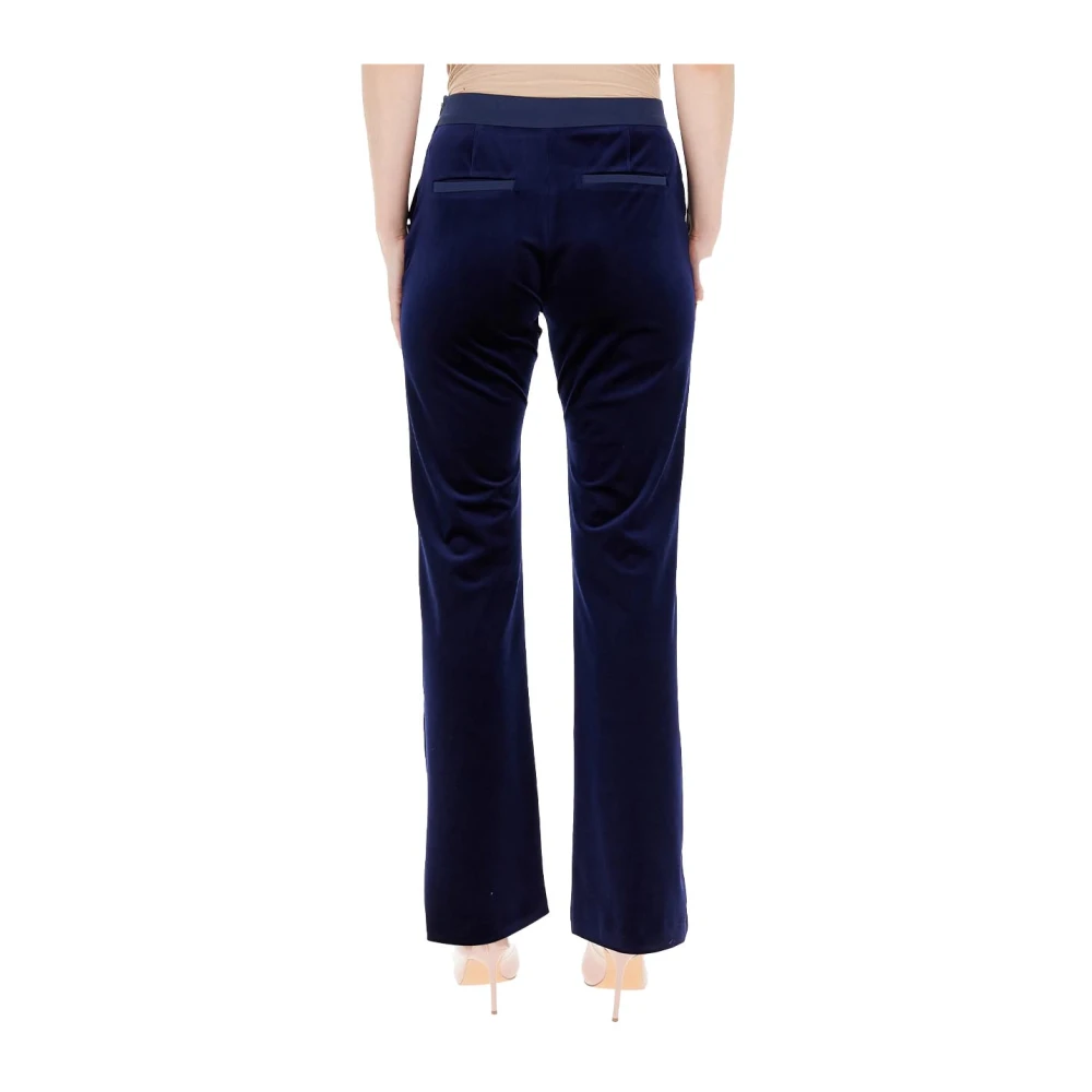 Pennyblack Fluwelen broek met satijnen inzetstukken Blue Dames