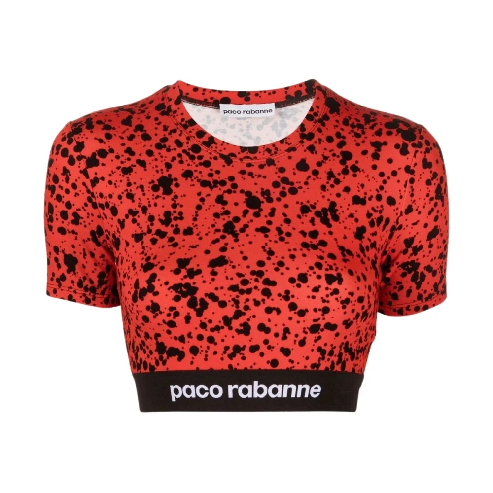 Paco Rabanne Rode Paint-Splatter Crop Top Red Dames