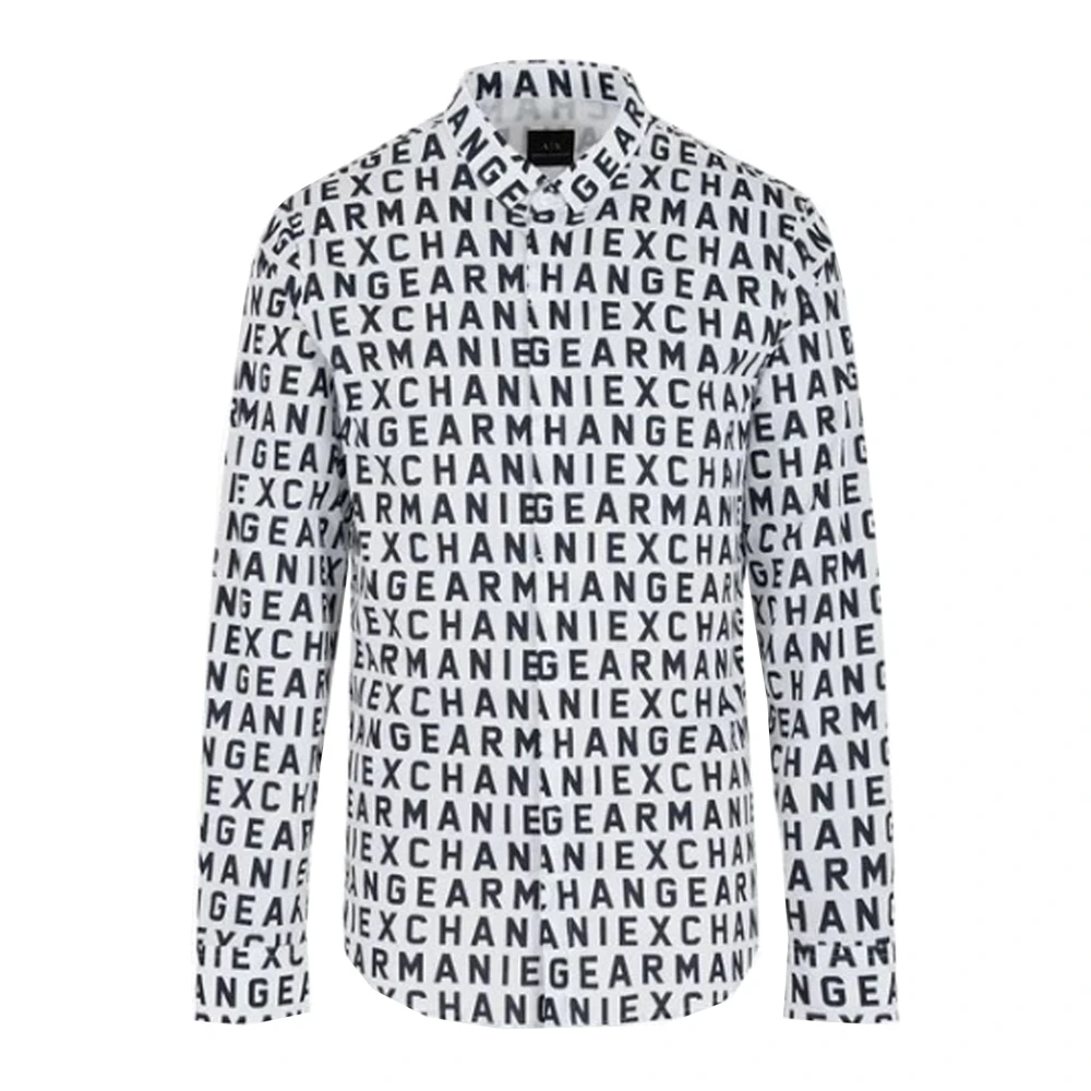 Armani Exchange Slim fit vrijetijdsoverhemd met all-over labelmotief model 'ZNEAZ'