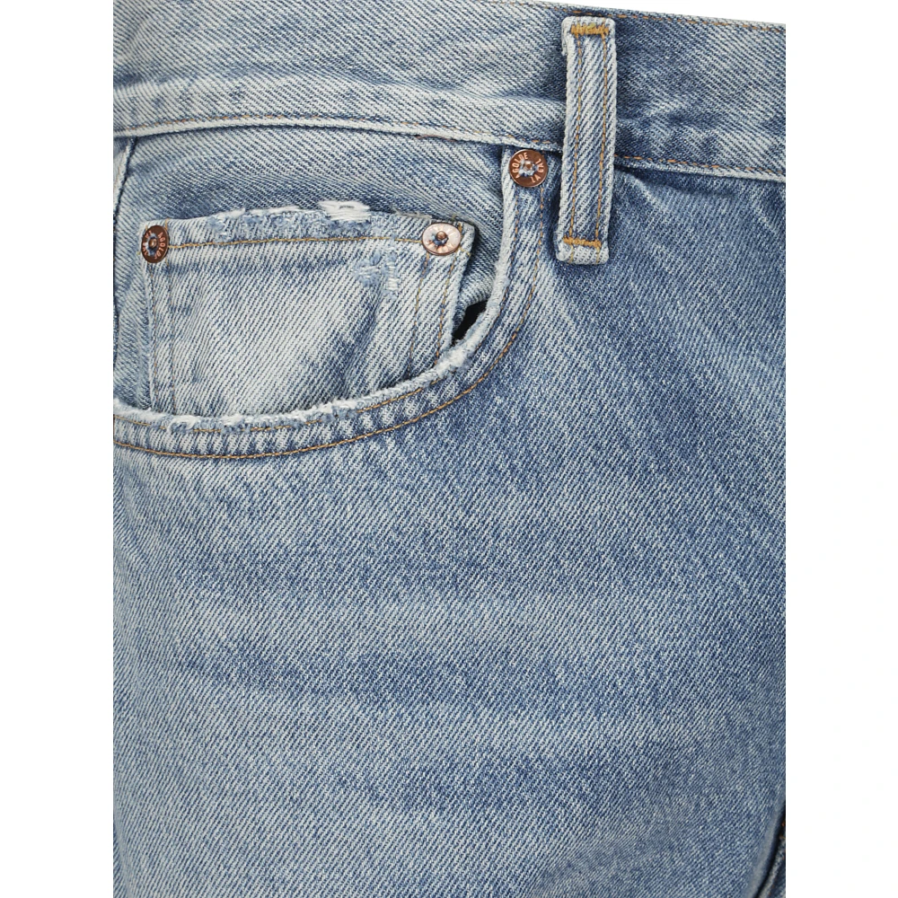 Agolde High-Waisted Straight Jeans met Scheuren op de Knieën Blue Dames