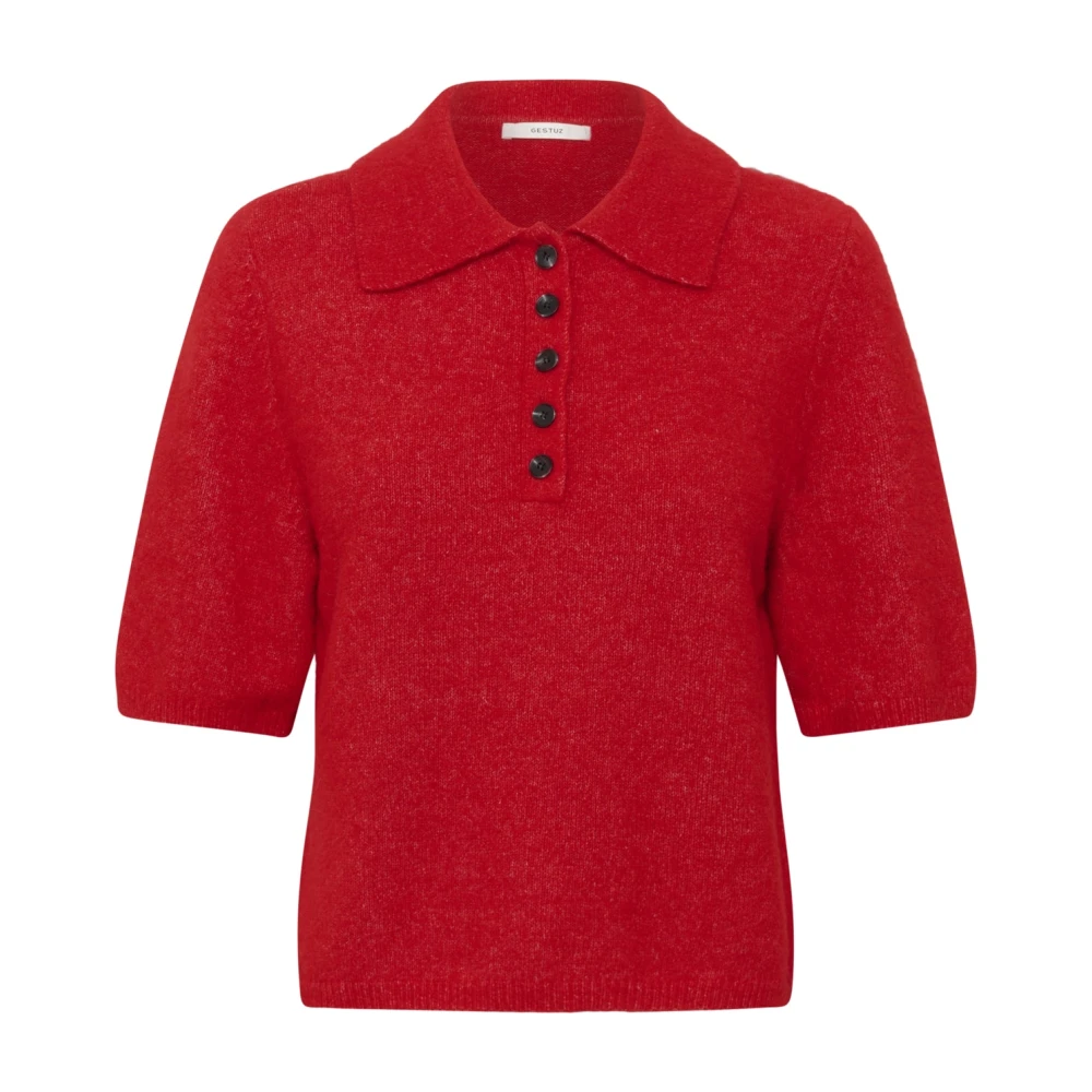 Gestuz Women's Red Polo Shirts, Xl, Gzalpha Ss Polo Pullover