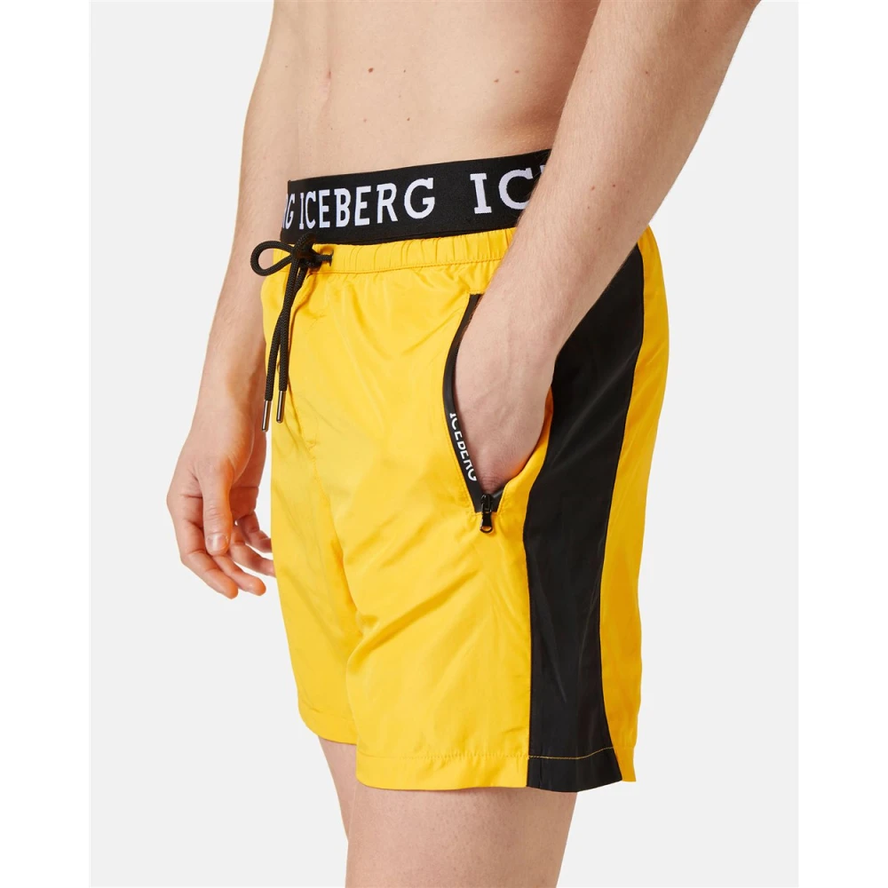 Iceberg Logo Boxer Zwembroek met Trekkoord Taille Blue Heren
