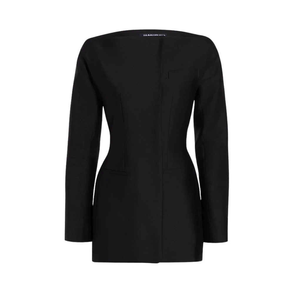 Jacquemus Boot-hals Mini Jurk met Taille Emphasis Black Dames