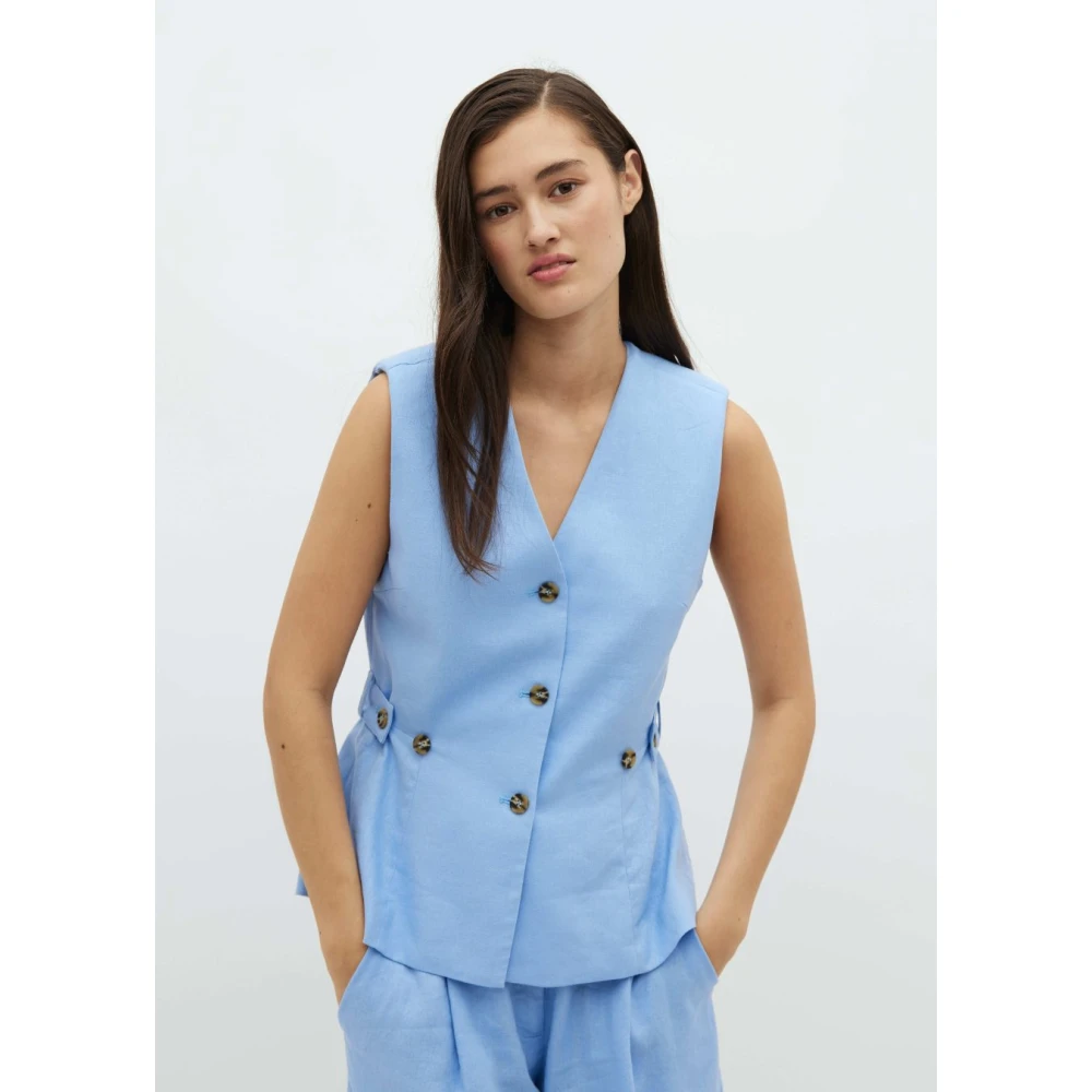 MbyM Blauw Linnen Gilet Kalenna Blue Dames