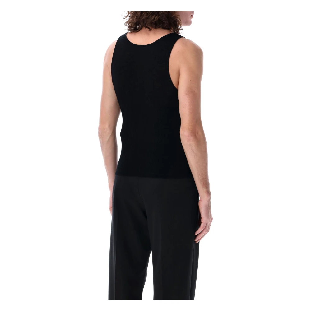 Saint Laurent Zwarte Geribbelde Tanktop Black Heren