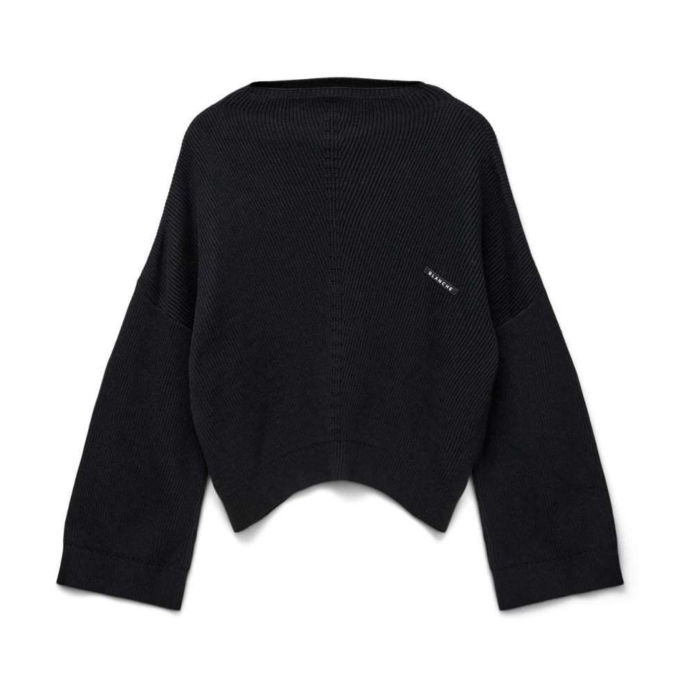 Blanche Zwarte Katoenen Crop Jumper Black Dames