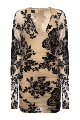 tulle-print-v-neck-dress