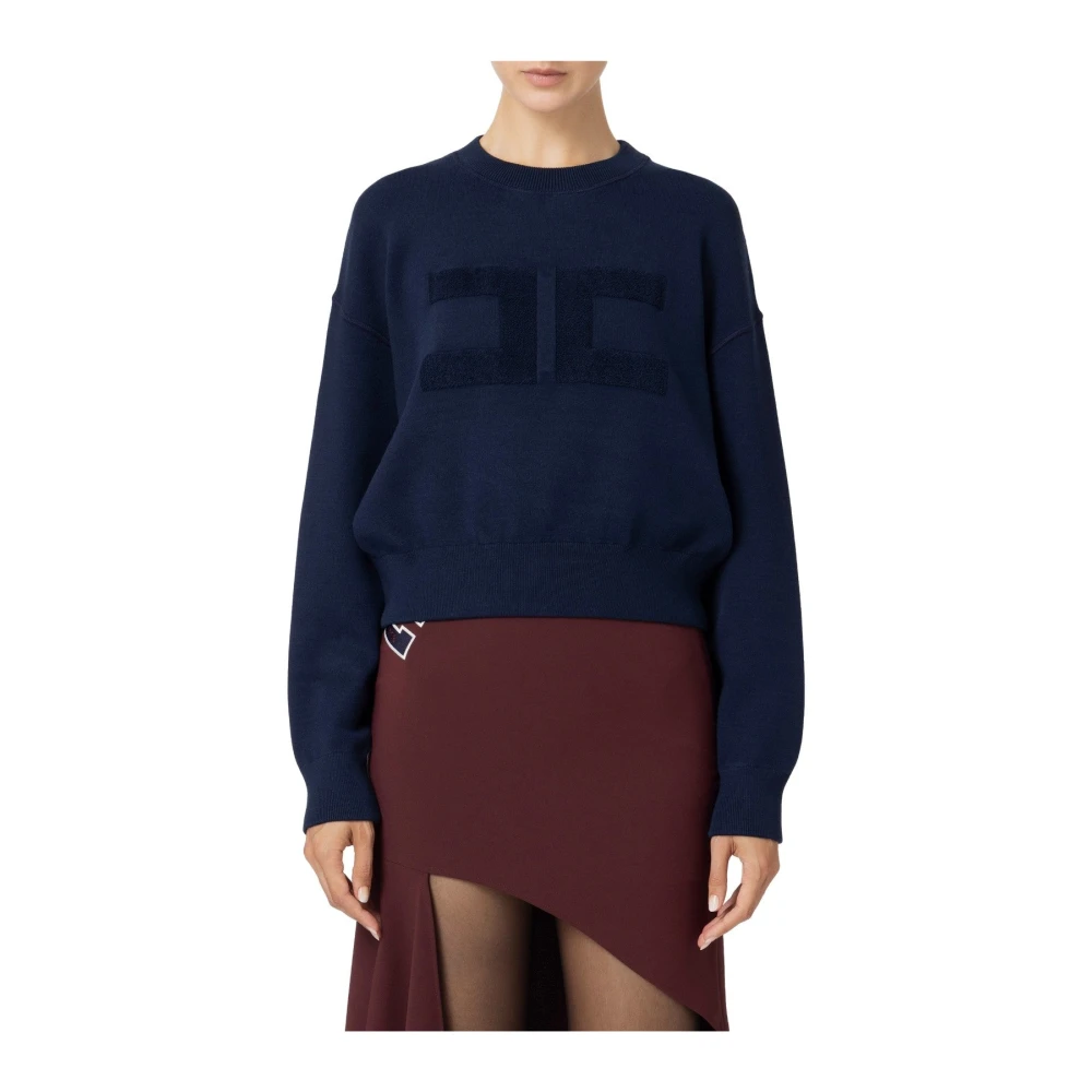Elisabetta Franchi Stijlvolle Gebreide Top Blue Dames