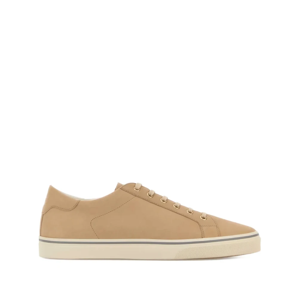 Brunello Cucinelli Leren sneakers met veters Heren Schoenen Bruin