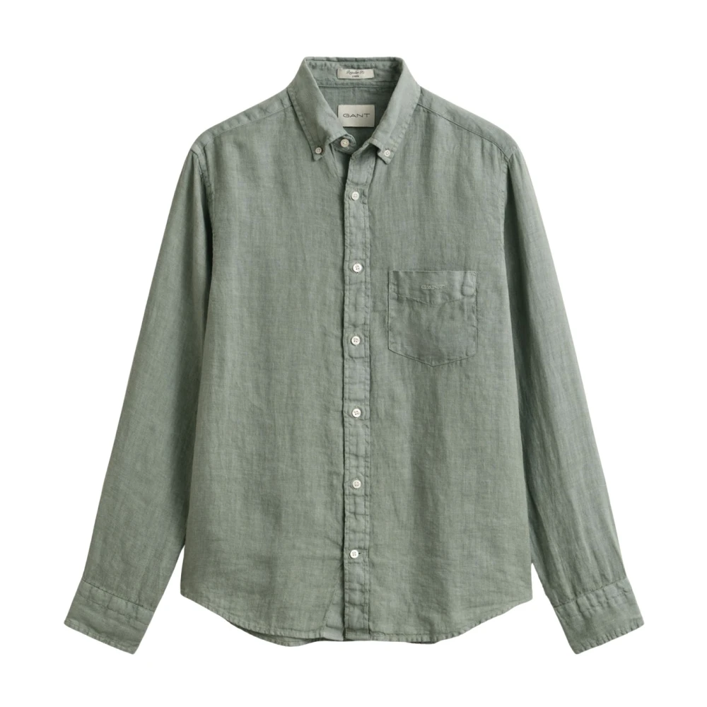 Gant , Casual Shirts, Male, Gray, L, Reg Gmnt Dyed Linen Shirt