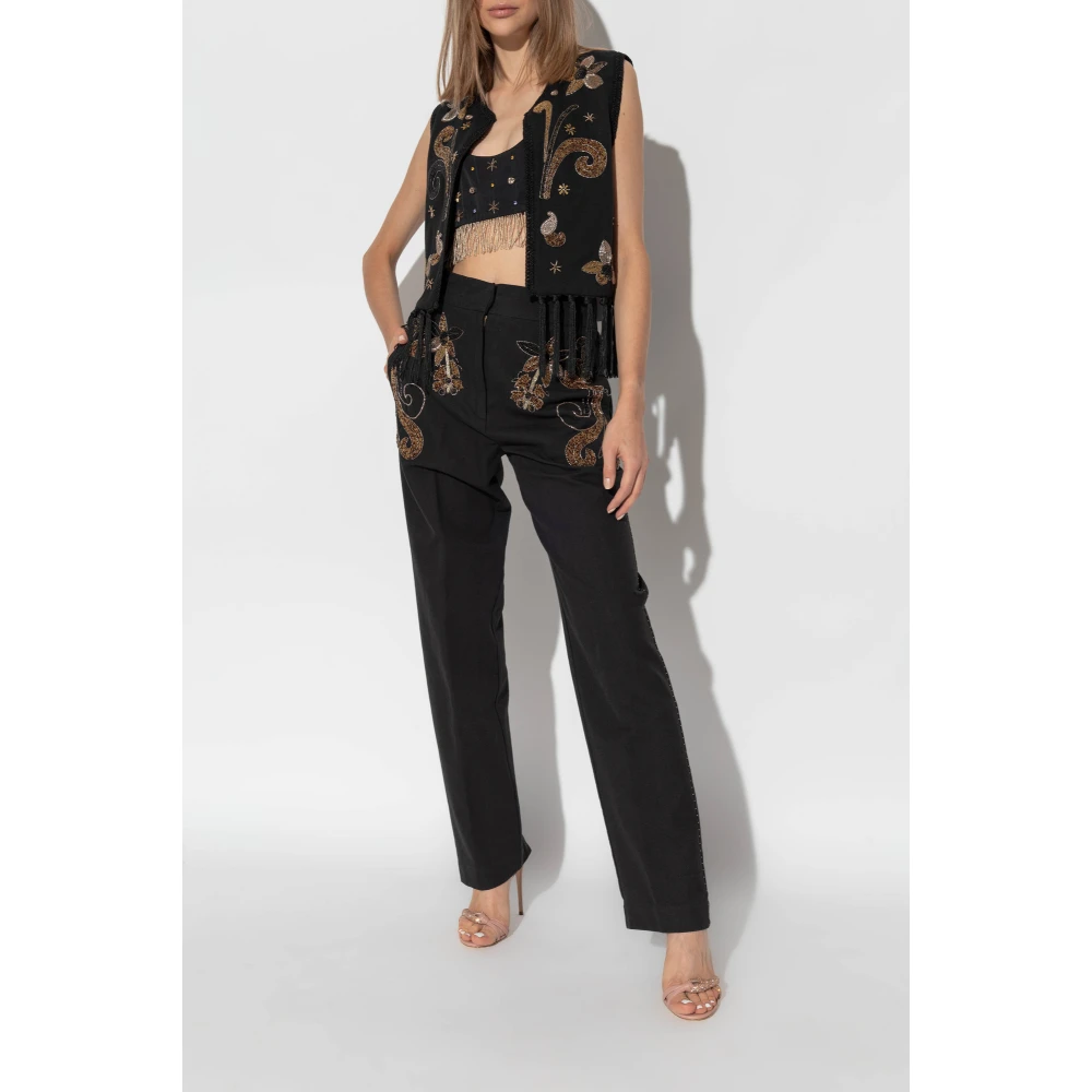 Forte Broek met glinsterende applicaties Black Dames