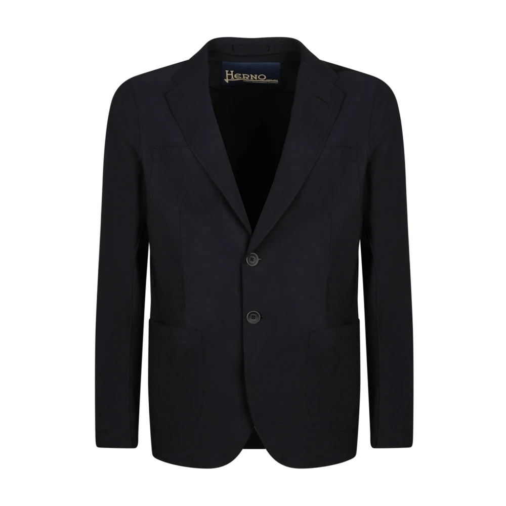 Herno Zwarte Blazer met Reverskraag Black Heren