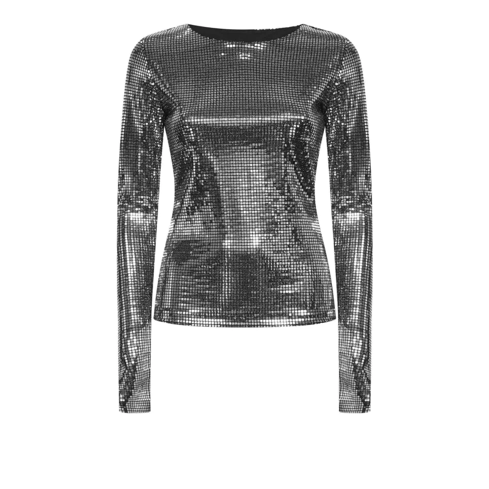Mm6 Maison Margiela Women's Gray Metallic Long-Sleeve Top