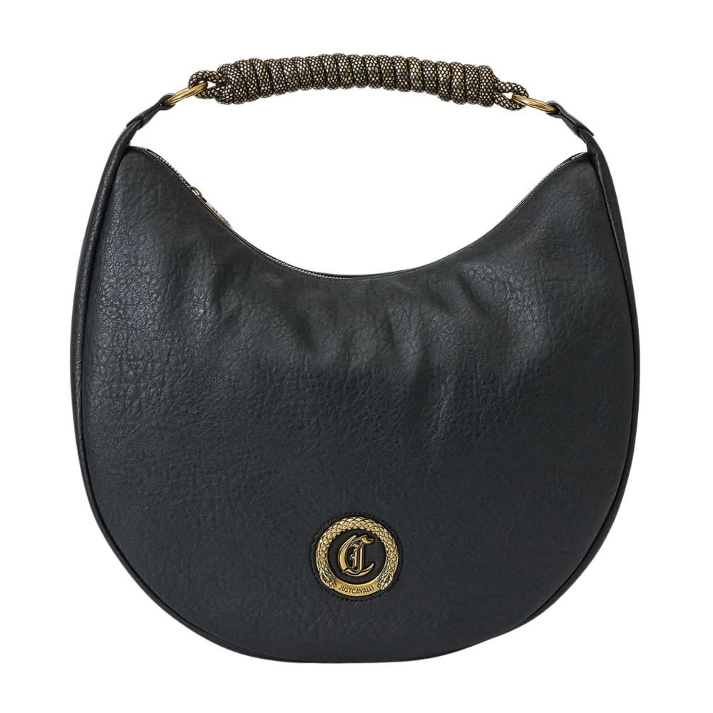 Just Cavalli Metalen Logo Hobo Tas Black Dames