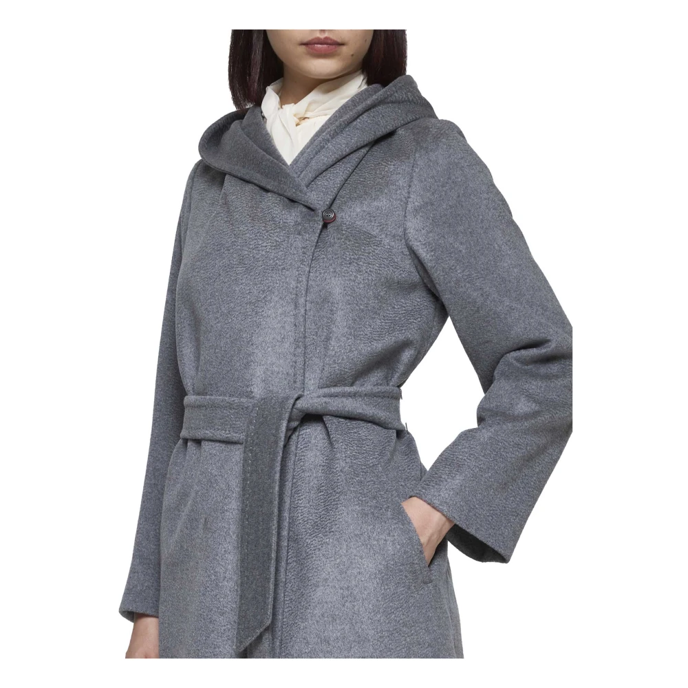 Max Mara Studio Newmang Wollen Jas met Capuchon Gray Dames