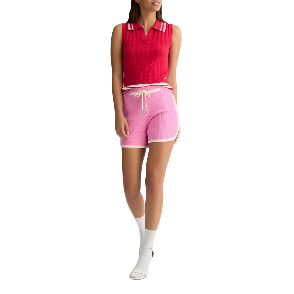 Liu Jo Rode Gestreepte Gebreide Top Athleisure Stijl Red Dames