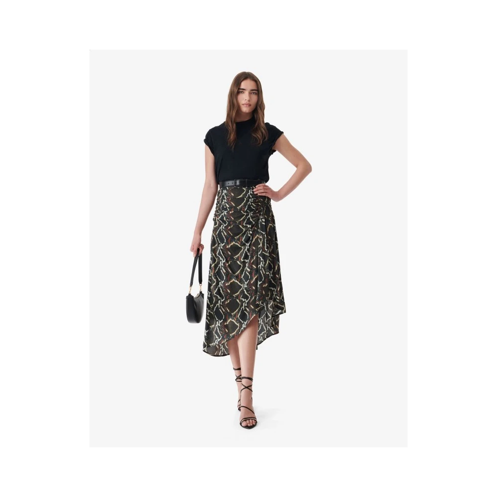 IRO Python Print Zijden Midi Rok Brown Dames