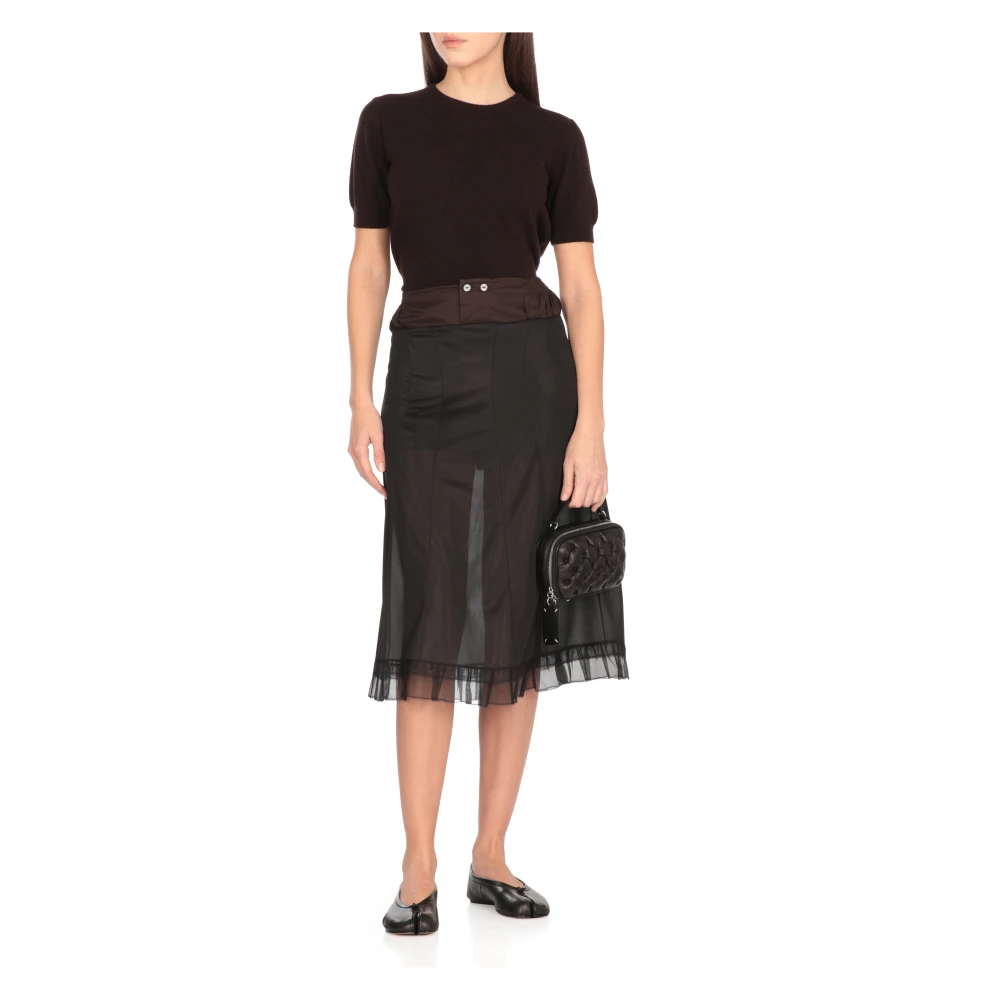 Maison Margiela Zwarte Tule Rok met Strikdetail Black Dames