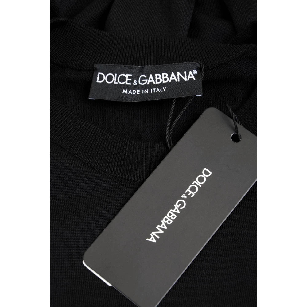 Dolce & Gabbana Zijden Crewneck Pullover voor Mannen Black Heren