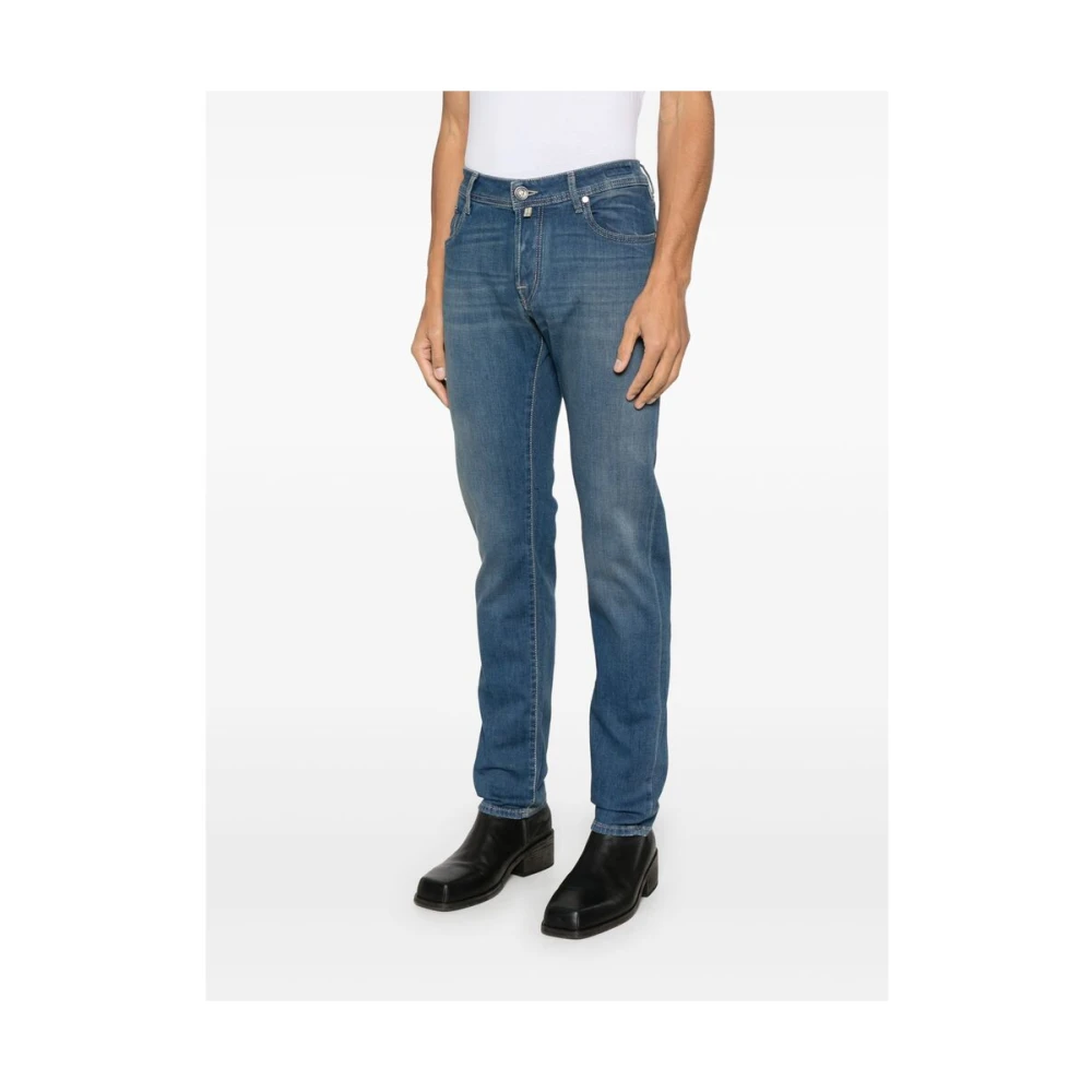 Jacob Cohën Indigo Blauwe Klassieke Vijf Zak Jeans Blue Heren