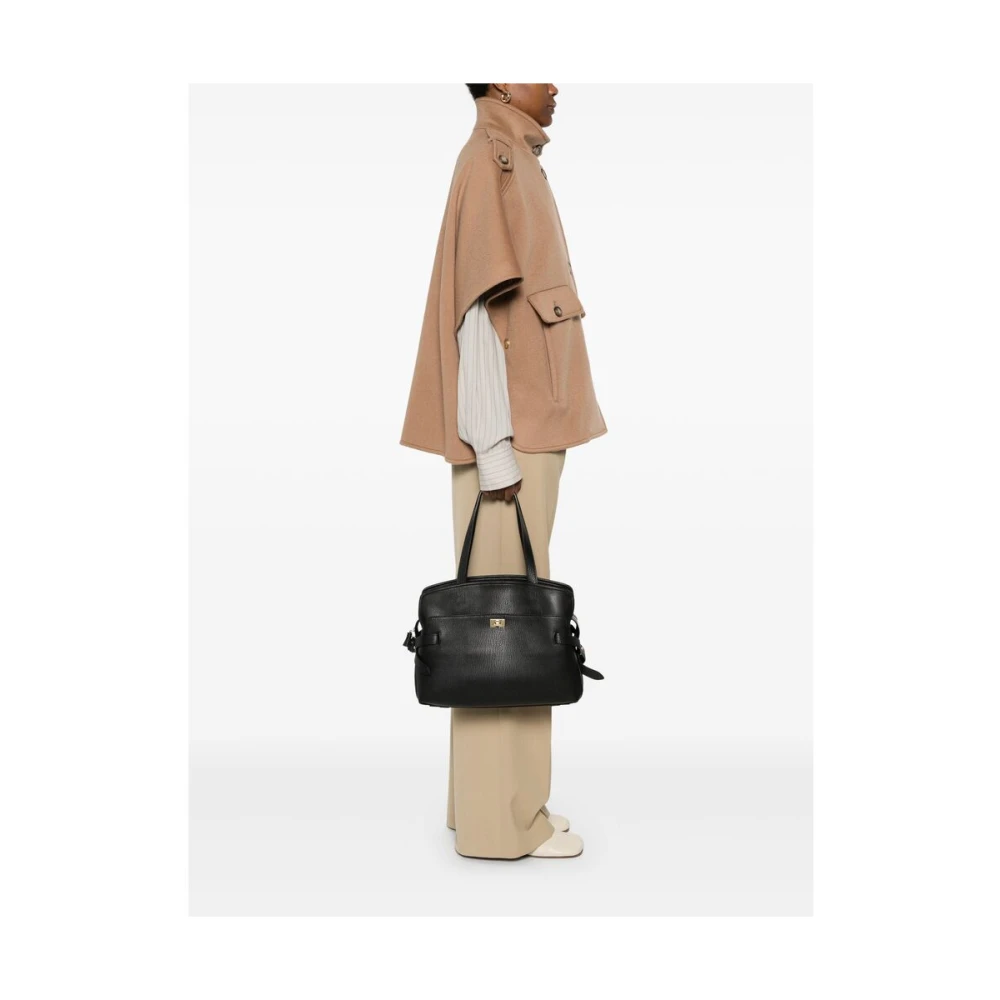 Anya Hindmarch Gestructureerde Leren Zwarte Tote Tas Black Dames