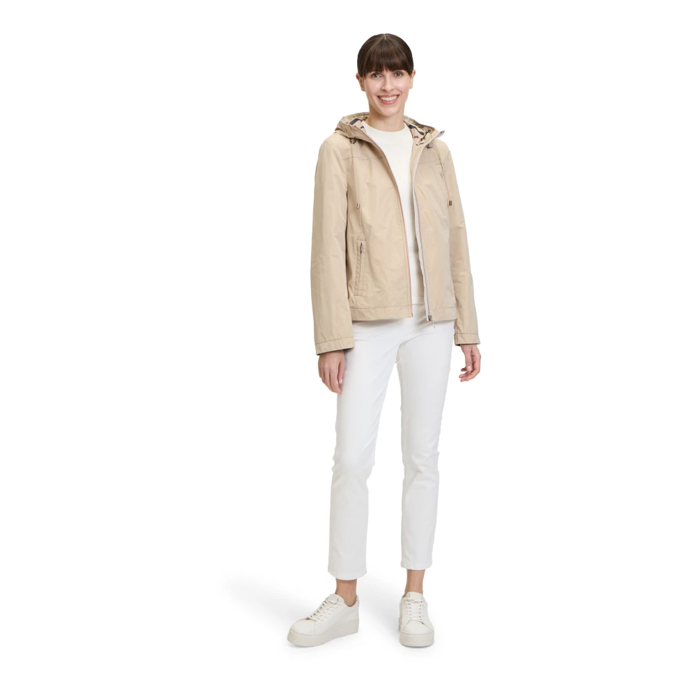 Gil Bret Zomerjas met capuchon en geruite details Beige Dames