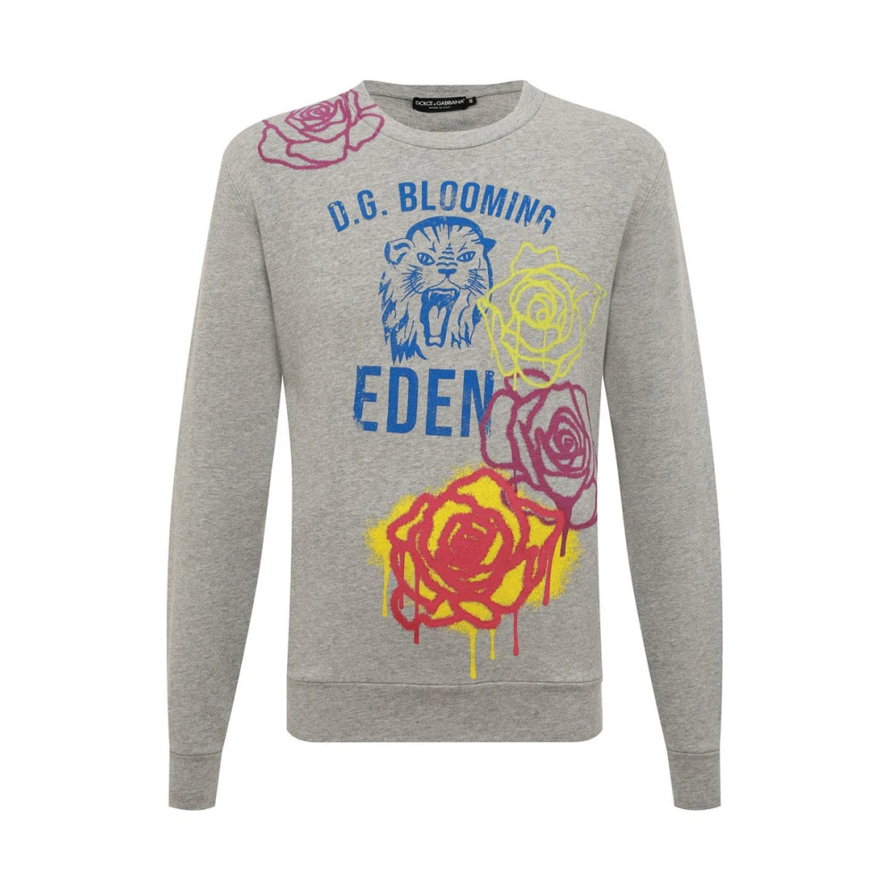 Dolce & Gabbana Grafische Print Sweater Gray Heren