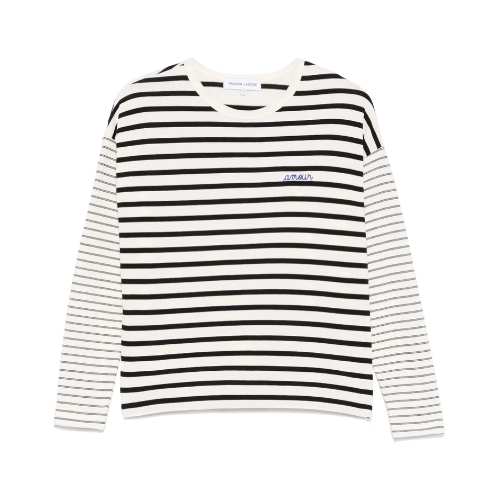Maison Labiche Witte Crew Neck Sweater met Logo Multicolor Dames