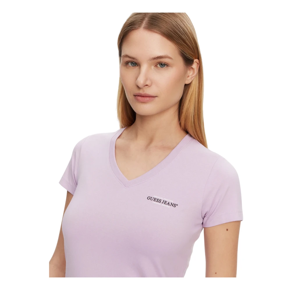 Guess Biologisch Katoen Korte Mouw T-shirt Purple Dames