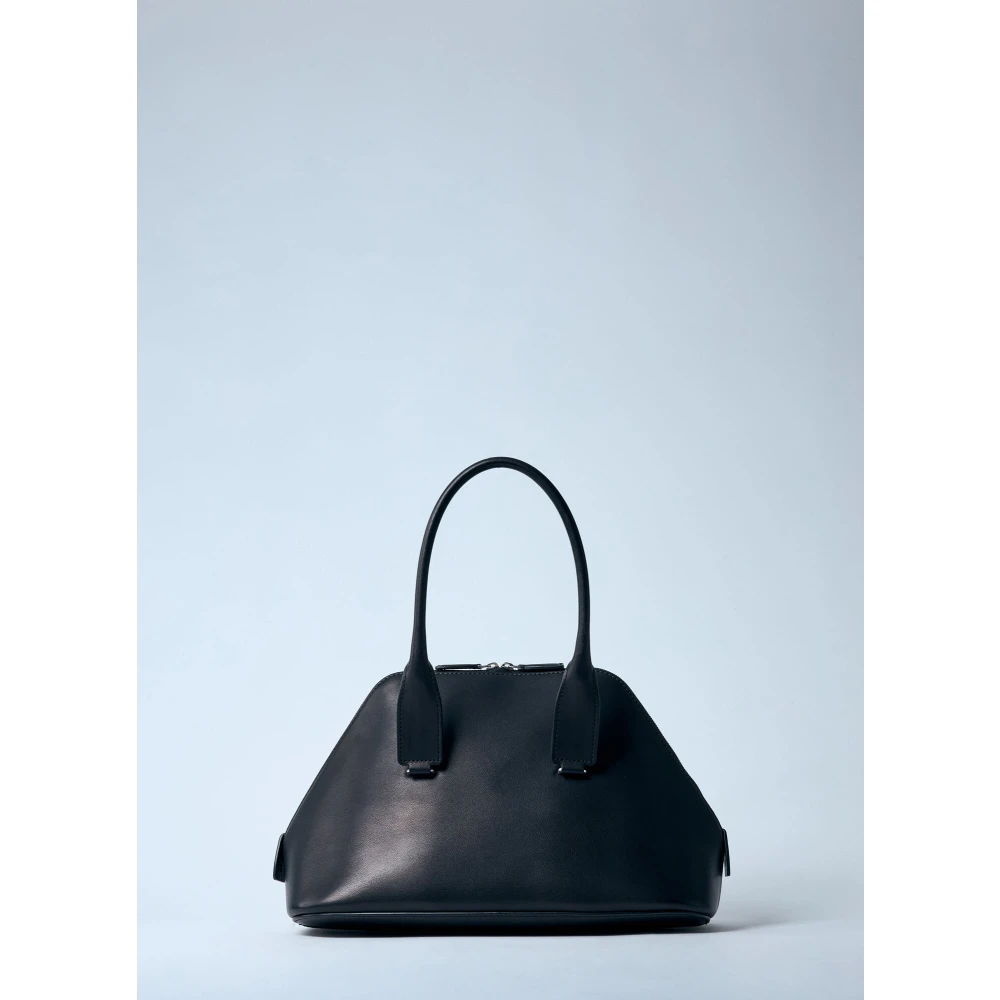 The Row Handtas van glad leer met logomotief Black Dames