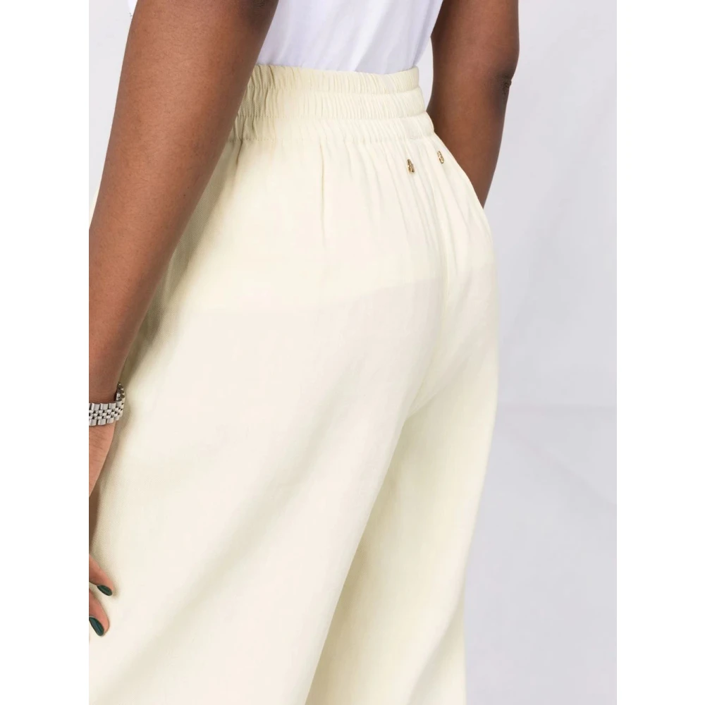 Golden Goose Pastel Yellow Wide-Leg Linen Trousers Yellow Dames