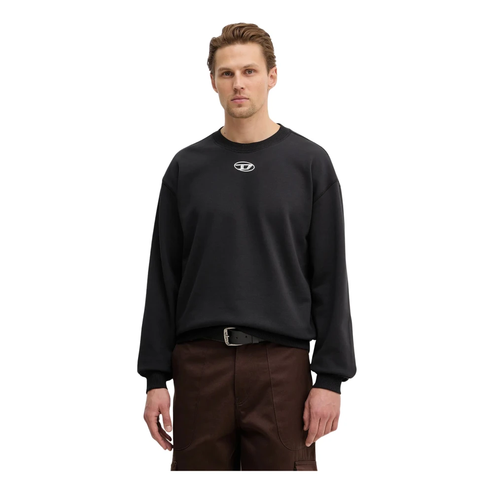 Diesel Uomo Nero Felpa Con Placca Logo - Immagine 3