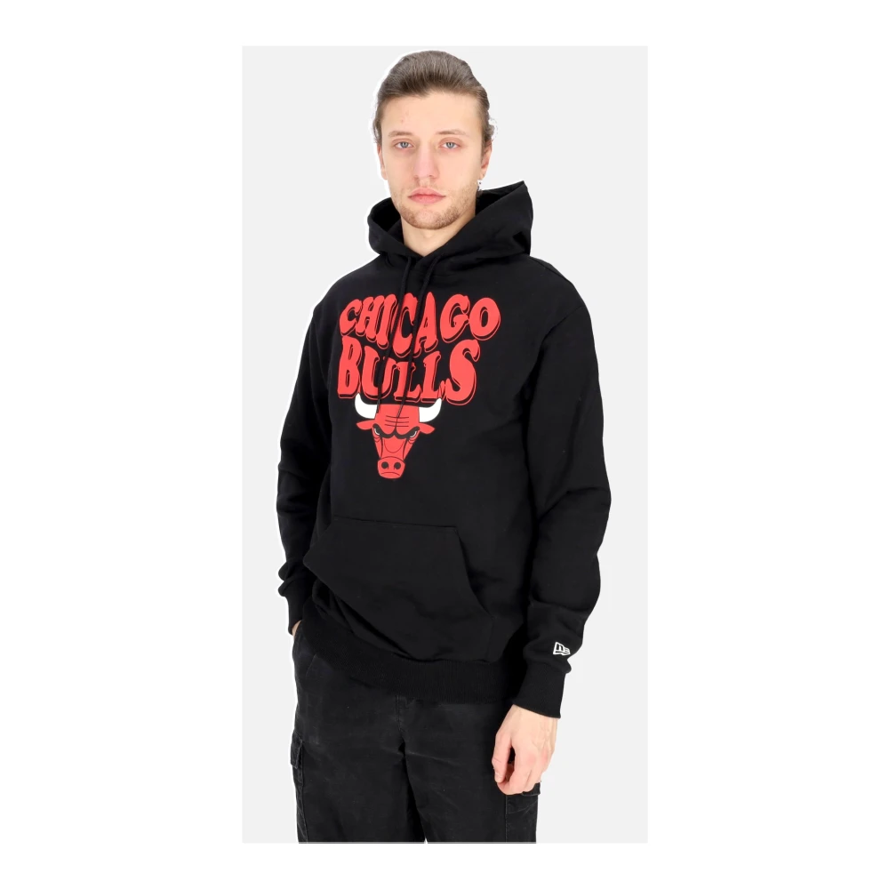 new era Chicago Bulls Script Hoodie Zwart Rood Black Heren