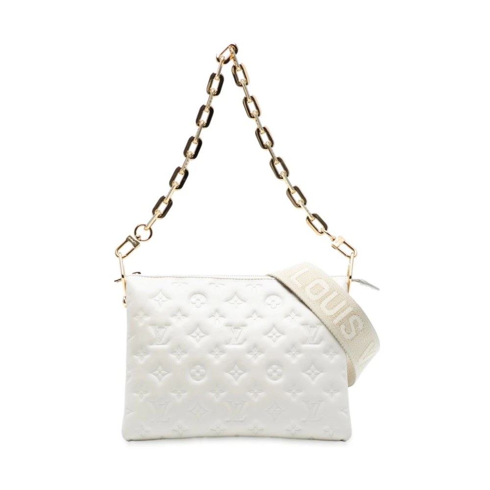 Louis Vuitton Vintage Women's White Pre-Owned Embossed Leather Shoulder Bag