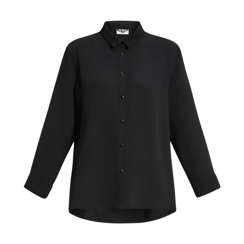 Marina Rinaldi Elegante Silhouet Blouse met Klassieke Kraag Black Dames