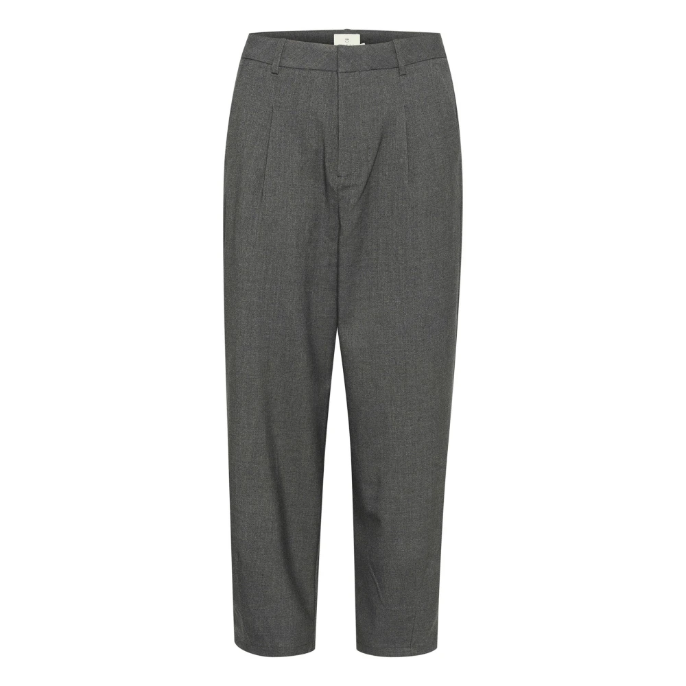 Kaffe Women's Gray Cropped Trousers,, High-Waisted Cropped Trousers Dark Grey Melange 2XS