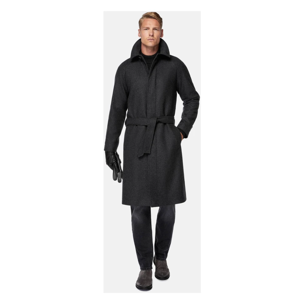 Boggi Milano Enkelrijig wollen jas Black Heren