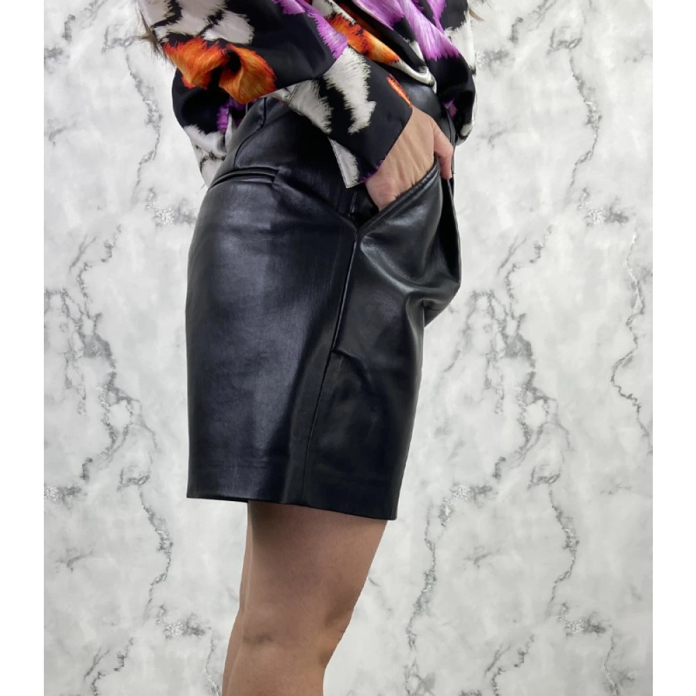Anine Bing Leren Bermuda Shorts Black Dames