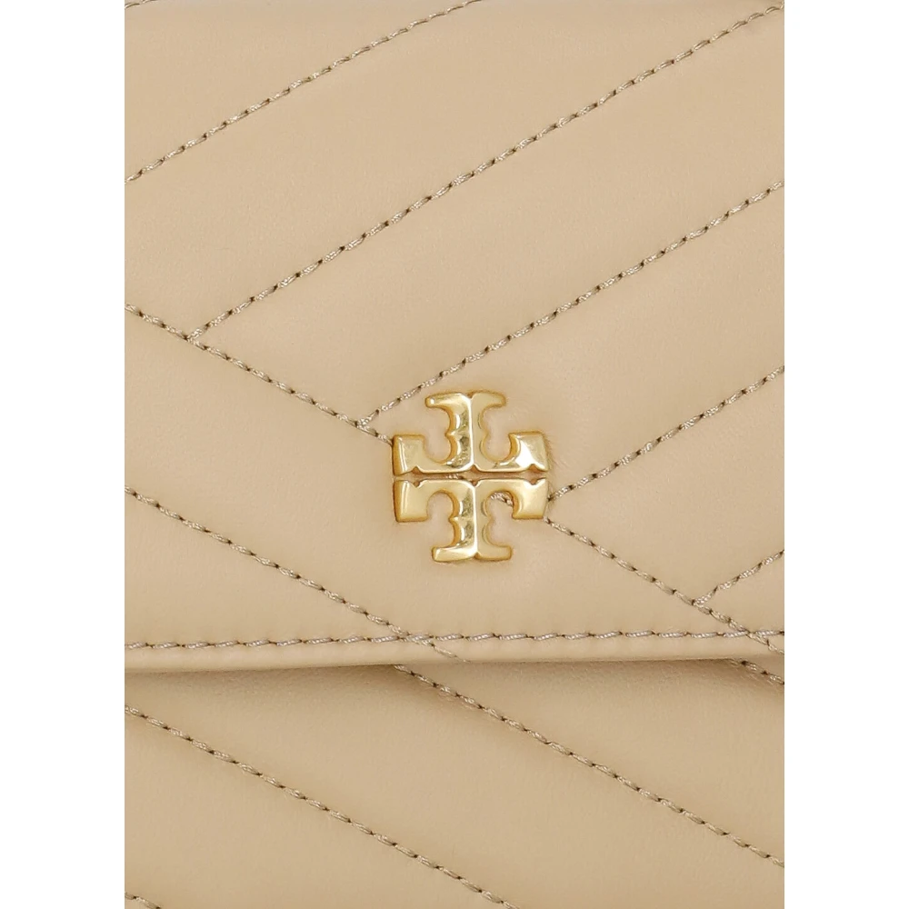 TORY BURCH Beige Leren Portemonnee met Kettingriem Beige Dames