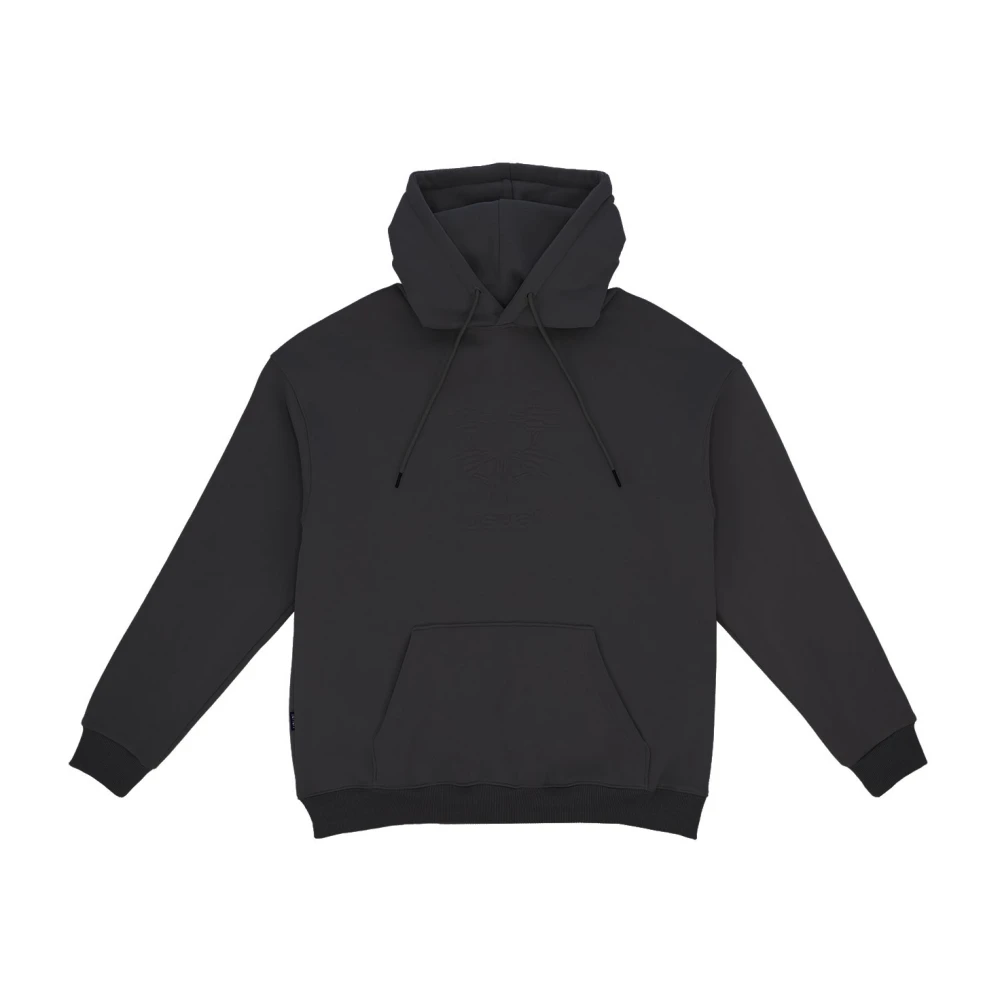 Usual Zwarte Geborduurde Hoodie Herfst Winter 2024 Black Heren