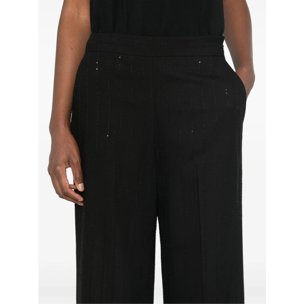 Twinset Pailletten Gestreepte Palazzo Broek Black Dames